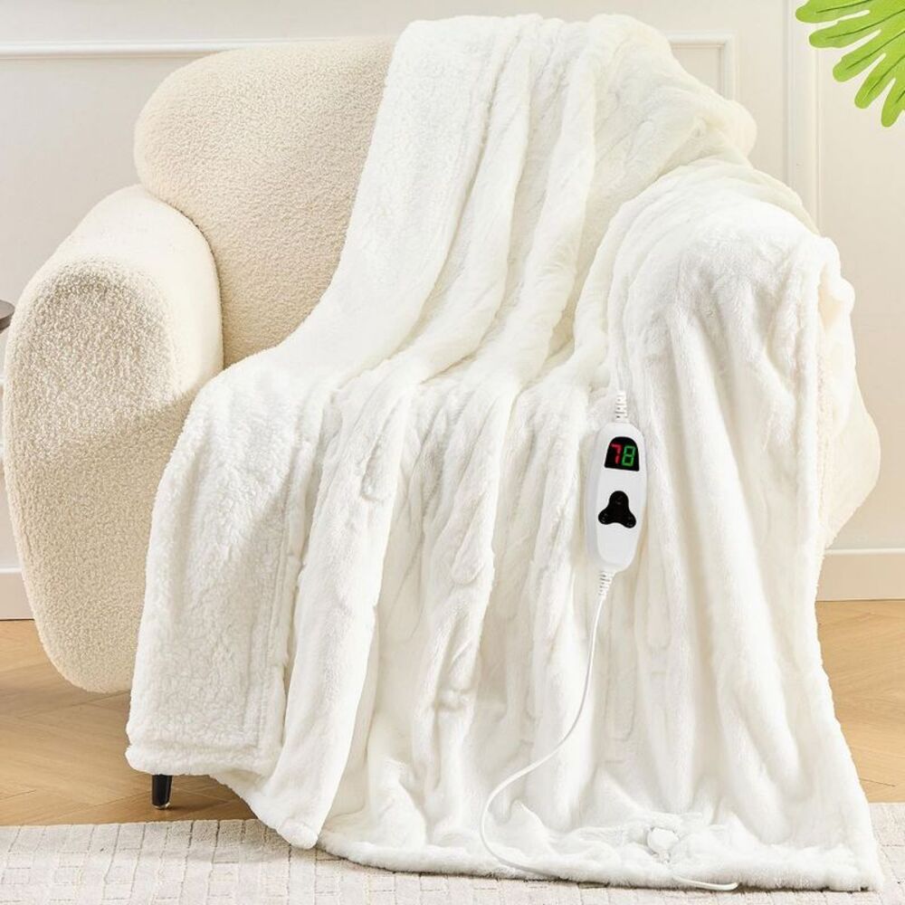 Inhand -  Heated Blanket Electric Throw - 50"x60" Whi White